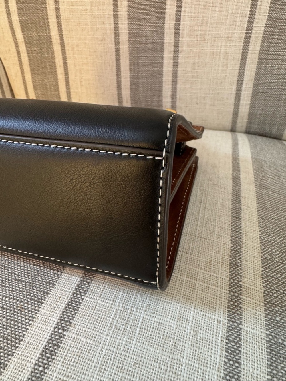 Original Tory Burch Petite Lee Radziwill Double Bag - Black with white stitching - Picture 6 of 12